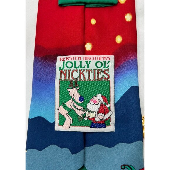 VINTAGE Kersten Brothers Jolly Ol’ Neckties- Santa & Reindeer Silk Christmas Tie - Picture 6 of 7